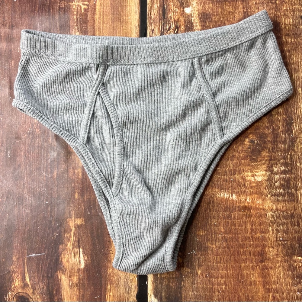 Gooseberry Intimates Boyfriend briefs. Gray. Large.